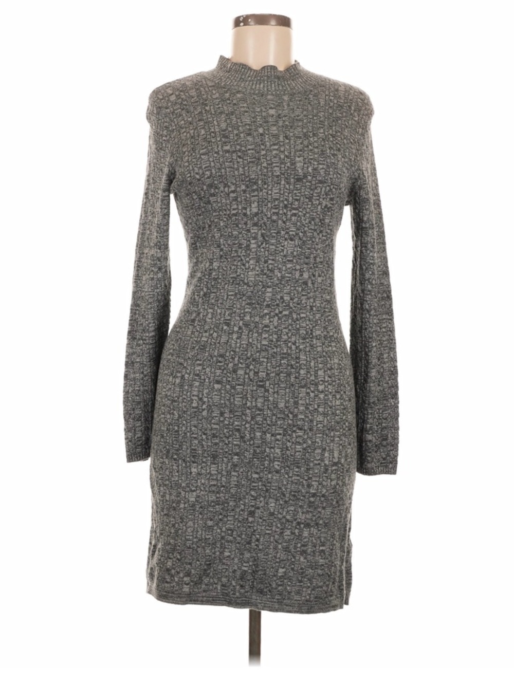 Abercrombie & Fitch Heather Gray Ribbed Long-Sleeve Sweater Dress